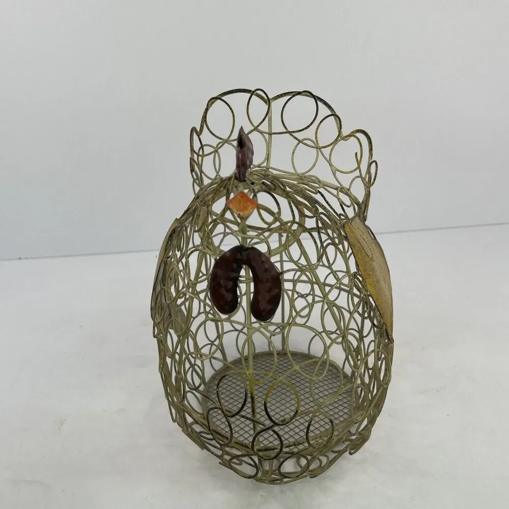 Vintage Farmhouse Wire Chicken Egg Holder Storage Basket Rustic Chicken Decor